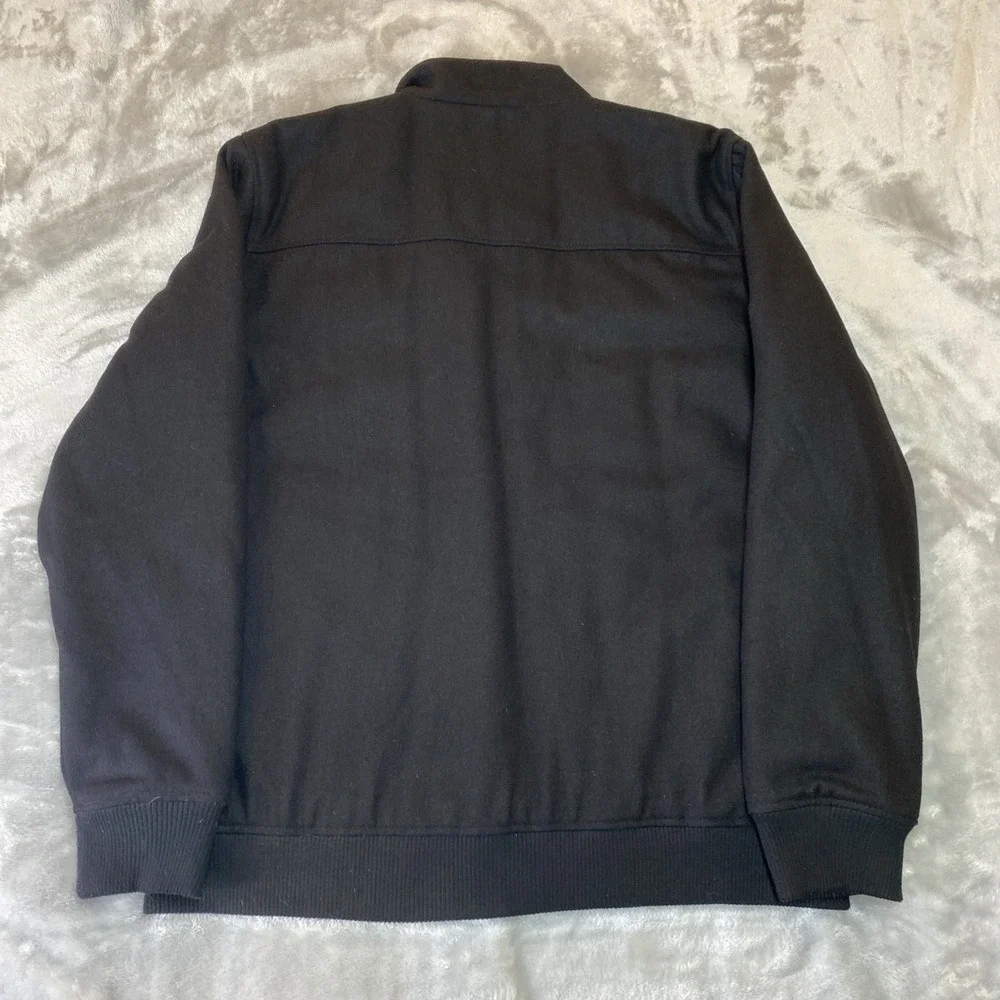 O'Neill Full Zip Jacket Mens Large Black Wool Blend Quilted Liner Bomber Style